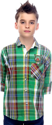 

MashUp Boys Checkered Casual Green Shirt