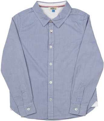 

People Boys Solid Casual Blue Shirt