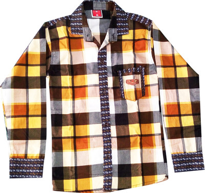 

Fashionitz Boy's Checkered Casual Brown Shirt