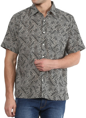 

Vivid India Men' Striped Casual Beige Shirt