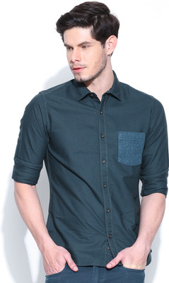 

United Colors of Benetton Men's Solid Casual Dark Blue Shirt, 35k