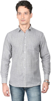 Zido Men's Striped Casual Black Shirt