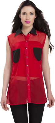 

Ishin Designer Studio Women's Solid Casual Red Shirt