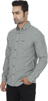 

Wrangler Men's Checkered Casual Green Shirt, Bottle green
