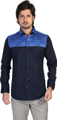 

Apris Men's Printed Casual Cut Way Collar Shirt, Dark blue