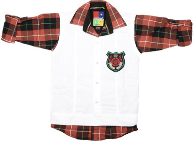 

Kidzee Men' Self Design Casual Red Shirt