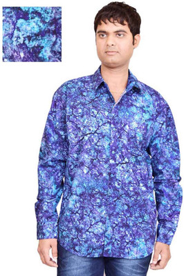 

British Terminal Men's Printed Casual Blue Shirt