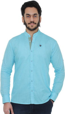 

Kraasa Men's Solid Casual Blue Shirt