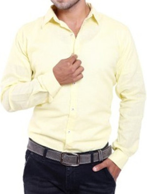 

Aaral Men's Solid Casual Yellow Shirt