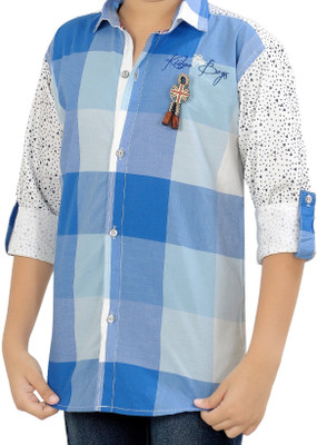 Kidzee Men' Checkered Casual Blue Shirt