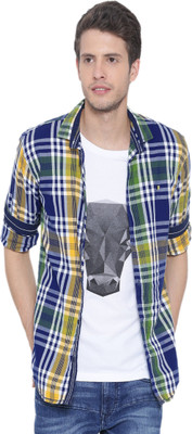 

Fifty Two Men's Checkered Casual Yellow Shirt