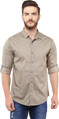 Spykar Men Self Design Casual Beige Shirt