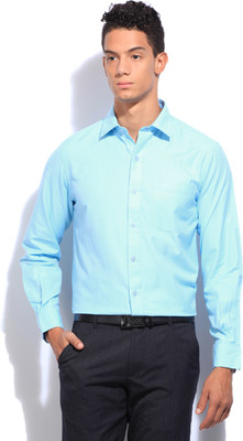 

John Players Men's Solid Formal Blue Shirt, 1a2