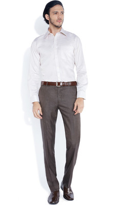 Park Avenue Men's Striped Formal Beige Shirt, F2