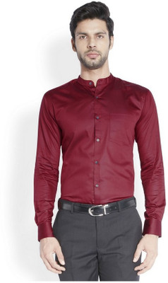 

Park Avenue Men's Solid Casual Maroon Shirt