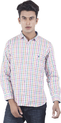 

EdenElliot Men's Checkered Casual Purple, Orange Shirt, Multicolor
