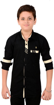 

Aedi Boys Solid Casual Black Shirt