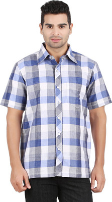

All Times Men's Checkered Casual Blue, Grey, White Shirt