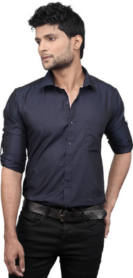 ZEAL Men Printed, Solid Casual Blue, Yellow Shirt