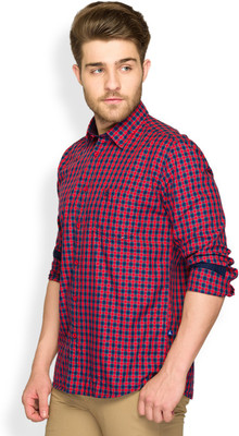 

Parx Men's Checkered Casual Red Shirt