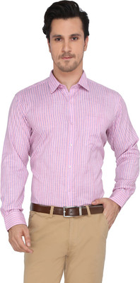 

Devaa Men's Striped Casual Shirt, Pink