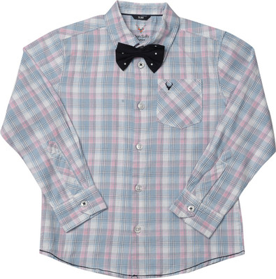 

Allen Solly Junior Boys Checkered Casual Light Blue Shirt, Off white