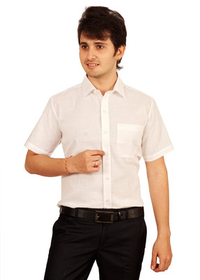 Helg Men's Solid Formal Cutaway Collar Shirt, White