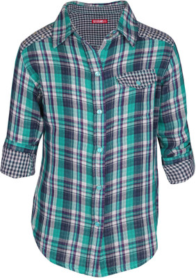 

Gini & Jony Girls Checkered Casual Blue Shirt, 1183