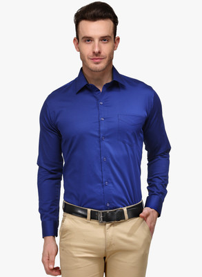 You Forever Men's Solid Casual Blue Shirt, Royal blue