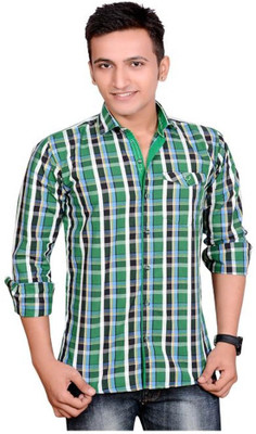 

Anry Men's Solid Casual Green Shirt