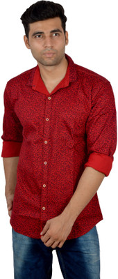 

Studio Nexx Men's Printed Casual Red Shirt, Berry red