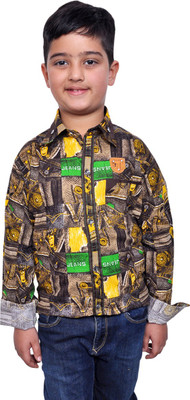 

Pari & Prince Boys Printed Casual Multicolor Shirt, Brown