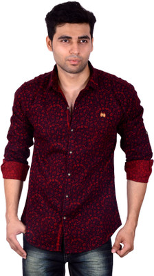

Studio Nexx Men's Printed Casual Red Shirt, Berry red