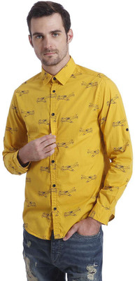 Jack & Jones Men' Printed Casual Yellow Shirt, Solar power