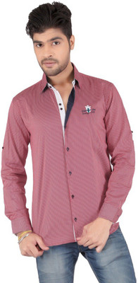 

Carbone Men's Striped Casual Red Shirt