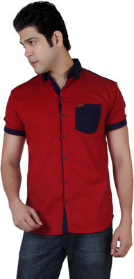 

Carbone Men's Solid Casual Red Shirt