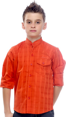 

MashUp Boys Checkered Party Orange Shirt, Rust