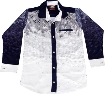 

Fashionitz Boy's Printed Casual Blue Shirt