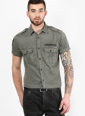 

Jack & Jones Men' Solid Casual Green Shirt, Deep lichen green