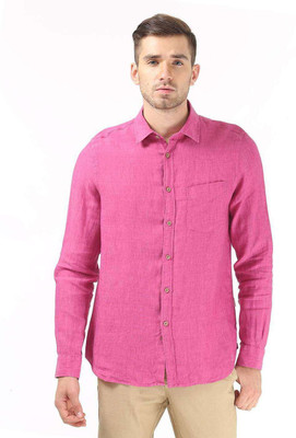 

London Fog Men's Solid Casual Pink Shirt