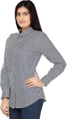 

Eves Pret A Porter Women's Striped Formal Blue, White Shirt, Appealing blue;chic white