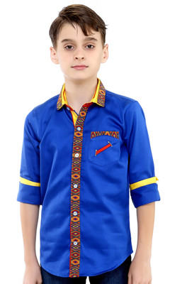 

MashUp Boys Self Design Casual Multicolor Shirt, Blue