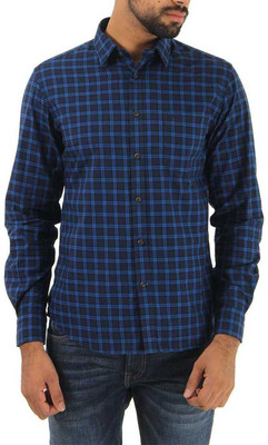 

Indian Terrain Men's Checkered Casual Dark Blue Shirt, Navy