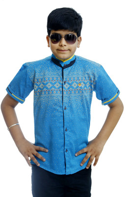 

Ennjoy Boys Printed Casual Light Blue, Multicolor Shirt, Firozi