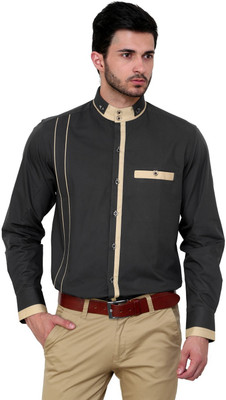 Dazzio Men's Solid Casual Grey, Beige Shirt