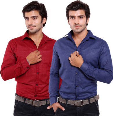 

FabTag - Deeksha Men's Solid Casual Maroon Shirt(Pack of 2, Dark blue;maroon