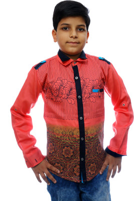 

Ennjoy Boys Floral Print, Printed, Applique, Graphic Print Casual Pink, Multicolor Shirt
