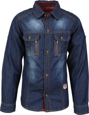 

Lilliput Boy's Solid Casual Blue Shirt