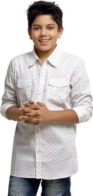 

Kick Start Boys Printed Casual White Shirt