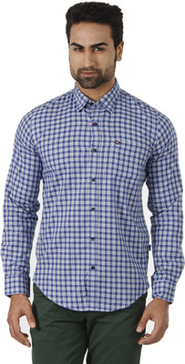 

London Fog Men' Checkered Casual Blue, White Shirt